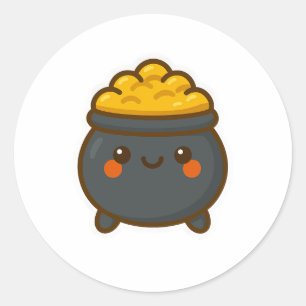 Kawaii Pot of Gold Ronde Sticker