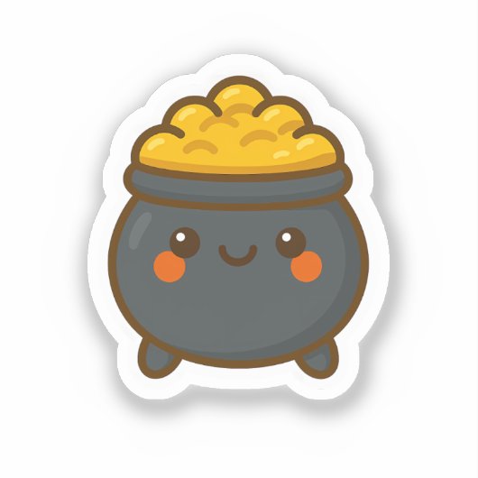 Kawaii Pot of Gold Sticker (Voorkant)