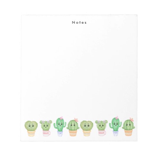 kawaii potcactus en vetplanten op maat notitieblok (Voorkant)