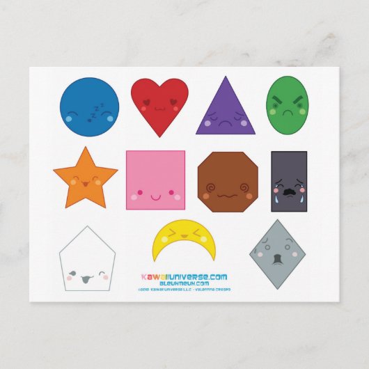 Kawaii Preschool Shapes Briefkaart (Voorkant)