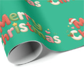 Kawaii Prettig Kerstfeest Cadeaupapier (Rol Hoek)