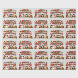 Kawaii Prettig Kerstfeest Cadeaupapier