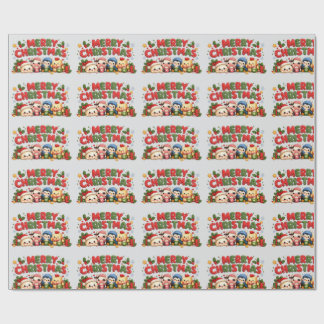 Kawaii Prettig Kerstfeest Cadeaupapier