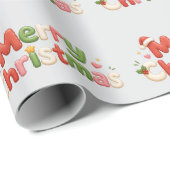 Kawaii Prettig Kerstfeest Cadeaupapier (Rol Hoek)