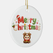 Kawaii Prettig Kerstfeest Keramisch Ornament (Rechts)
