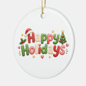 Kawaii Prettig Kerstfeest Keramisch Ornament (Links)