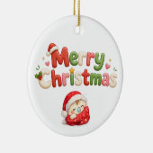 Kawaii Prettig Kerstfeest Keramisch Ornament (Rechts)