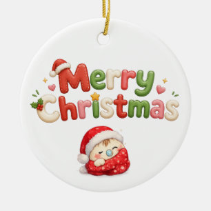 Kawaii Prettig Kerstfeest Keramisch Ornament