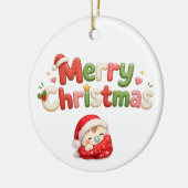 Kawaii Prettig Kerstfeest Keramisch Ornament (Links)