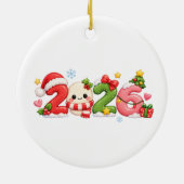 Kawaii Prettig Kerstfeest Keramisch Ornament (Achterkant)