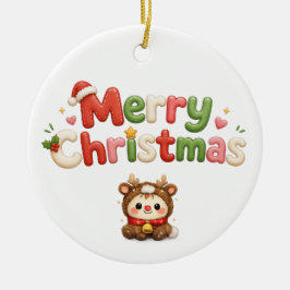 Kawaii Prettig Kerstfeest Keramisch Ornament