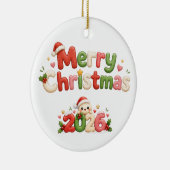 Kawaii Prettig Kerstfeest Keramisch Ornament (Rechts)