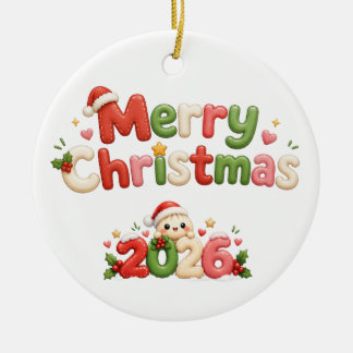 Kawaii Prettig Kerstfeest Keramisch Ornament