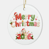 Kawaii Prettig Kerstfeest Keramisch Ornament (Links)