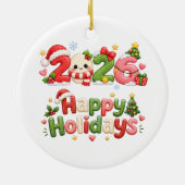 Kawaii Prettig Kerstfeest Keramisch Ornament (Achterkant)