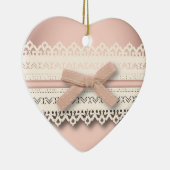 Kawaii prinses girly chic white lace roze boog keramisch ornament (Rechts)