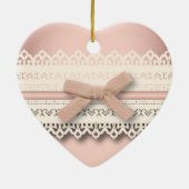 Kawaii prinses girly chic white lace roze boog keramisch ornament (Achterkant)