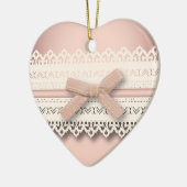 Kawaii prinses girly chic white lace roze boog keramisch ornament (Links)