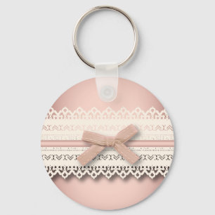 Kawaii prinses girly chic white lace roze boog sleutelhanger