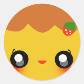 Kawaii Pudding Ronde Sticker (Voorkant)
