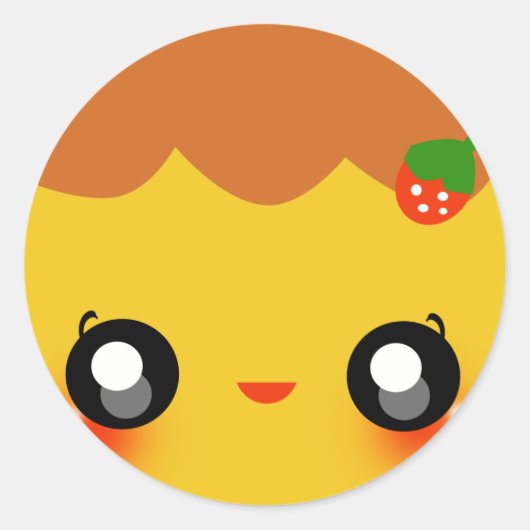 Kawaii Pudding Ronde Sticker (Voorkant)