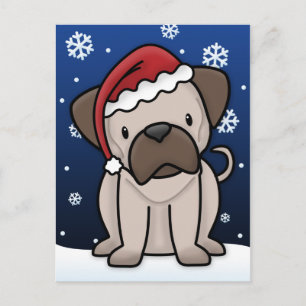 Kawaii Pug Briefkaart voor kerstmis