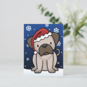 Kawaii Pug Christmas Briefkaart (Staand voorkant)
