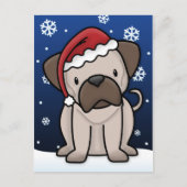 Kawaii Pug Christmas Briefkaart (Voorkant)