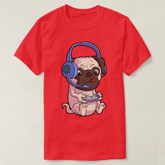 Kawaii Pug Gaming Pugs Video Game Grappige Hond T-shirt (Design voorkant)