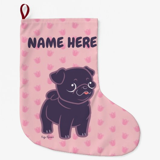 Kawaii Pug Grote Kerstsok (Voorkant)