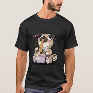 Kawaii Pug Ramen Kom Schaaltje Anime Otaku Japanse T-shirt