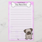 Kawaii Pug Stationery Briefpapier (Voorkant)