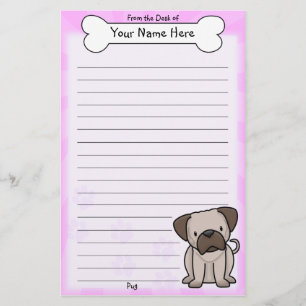 Kawaii Pug Stationery Briefpapier
