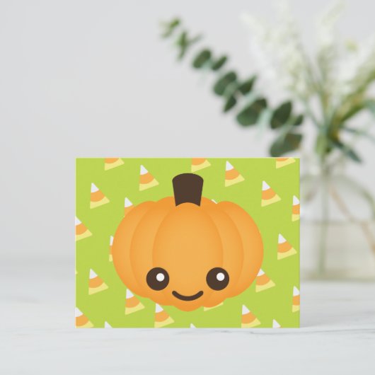 Kawaii Pumpkin Briefkaart (Staand voorkant)