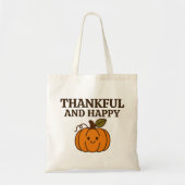 Kawaii Pumpkin "Dankbaar & Gelukkig" Gezellig Herf Tote Bag (Voorkant)
