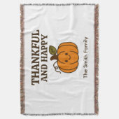 Kawaii Pumpkin Dankbaar & Gelukkige Familienaam Deken (Voorkant Verticaal)