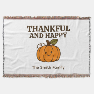 Kawaii Pumpkin Dankbaar & Gelukkige Familienaam Deken