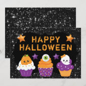 Kawaii Pumpkin Eyeball Ghost Cupcakes Halloween (Voorkant / Achterkant)