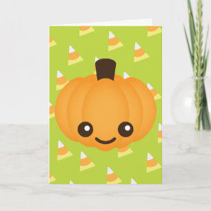 Kawaii Pumpkin Feestdagen Kaart