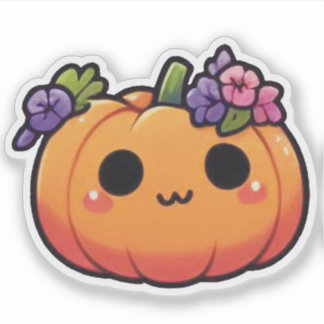 Kawaii Pumpkin Flower Crown - halloween fall Sticker