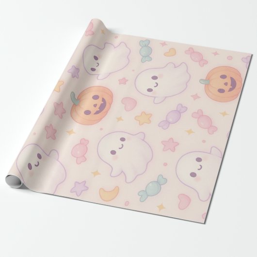 Kawaii Pumpkin Halloween Design  Cadeaupapier (Uitgerold)