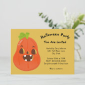 Kawaii Pumpkin Halloween Jack o' Lantern Party Inv Kaart (Staand voorkant)
