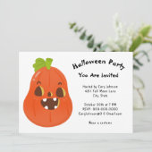 Kawaii Pumpkin Halloween Jack o' Lantern WH Party Kaart (Staand voorkant)