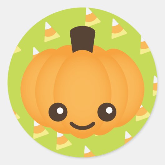 Kawaii Pumpkin Ronde Sticker (Voorkant)
