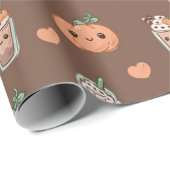 Kawaii Pumpkin Spice Latte Fall Wrap Cadeaupapier (Rol Hoek)