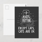 Kawaii Punk kattehate Alles behalve katten Kat Briefkaart (Voorkant / Achterkant)