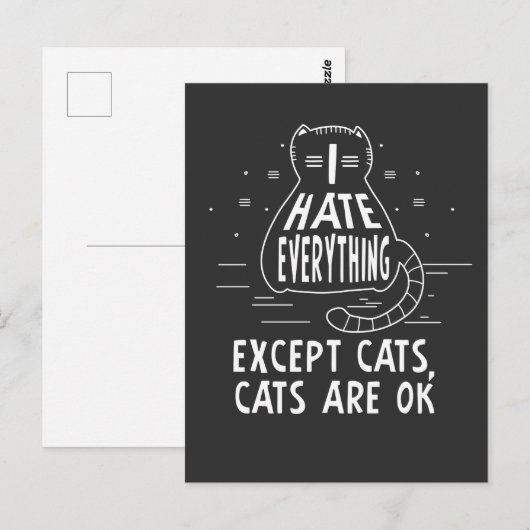 Kawaii Punk kattehate Alles behalve katten Kat Briefkaart (Voorkant / Achterkant)