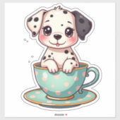 Kawaii Pup in een beker Sticker (Vel)