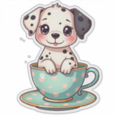 Kawaii Pup in een beker Sticker (Voorkant)