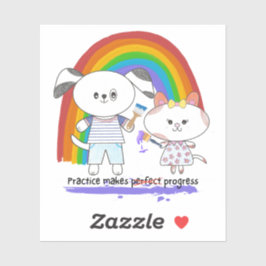 Kawaii pup & kat Praktijk boekt vooruitgang Sticker